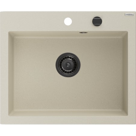 Mexen Elix évier en granit 1 bac 600 x 500 mm, beige, siphon noir- 6525601005-69-B