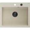 Mexen Elix évier de cuisine en granit 1 bac 600 x 500 mm, beige, siphon noir- 6525601005-69-B