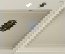 Mexen Elix νεροχύτης γρανίτης 1-θάλαμης 600 x 500 mm, μπεζ, σιφόνι μαύρο