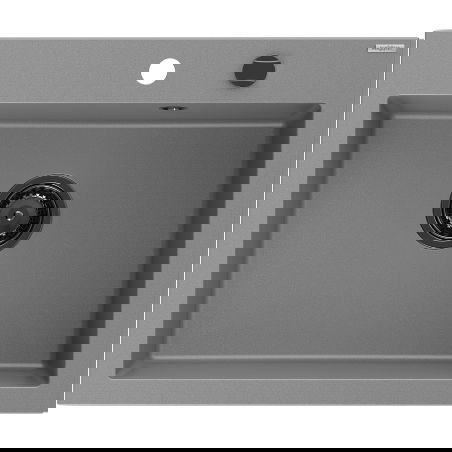 Mexen Elix lavello da cucina in granito 1-vasca 600 x 500 mm, grigio, sifone nero - 6525601005-71-B