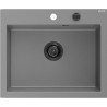 Mexen Elix granitni sudoper s jednom komorom 600 x 500 mm, sivi, crni sifon - 6525601005-71-B