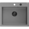 Mexen Elix Granitspüle ein Becken 600 x 500 mm, grau, schwarzer Siphon - 6525601005-71-B