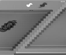 Mexen Elix Granitspüle 1-Becken 600 x 500 mm, grau, schwarzer Siphon - 6525601005-71-B