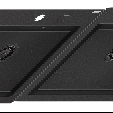 Mexen Elix granitdiskbänk med 1 fack 600 x 500 mm, svart/silver metallic, svart vattenlås - 6525601005-73-B