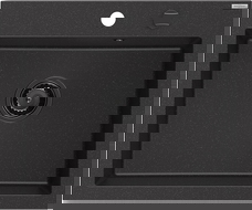 Mexen Elix Granitspüle 1-becken 600 x 500 mm, Schwarz/Silber Metallic, schwarzer Siphon - 6525601005-73-B