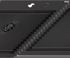 Mexen Elix lavello da cucina in granito 1-vasca 600 x 500 mm, nero/argento metallico, sifone nero - 6525601005-73-B