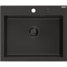 Mexen Elix Granitspüle mit 1 Becken 600 x 500 mm, Schwarz/Gold Metallic, Schwarzer Siphon - 6525601005-75-B