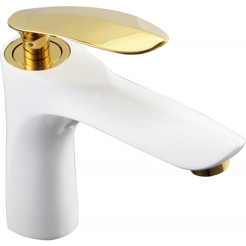 Mexen Lily wastafelkraan, wit/goud - 73600-25