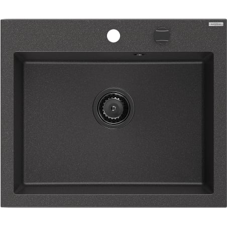 Mexen Elix Granitspüle 1-becken 600 x 500 mm, schwarz gesprenkelt, schwarze Siphon - 6525601005-76-B