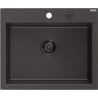 Mexen Elix granieten spoelbak 1-komers 600 x 500 mm, zwart gespikkeld, sifon zwart - 6525601005-76-B