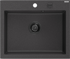 Mexen Elix graniidist ühekambriline köögivalamu 600 x 500 mm, must täpiline, must sifoon - 6525601005-76-B