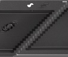 Mexen Elix lava-loiça de granito 1-cuba 600 x 500 mm, preto salpicado, sifão preto - 6525601005-76-B