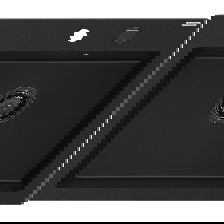 Mexen Elix graniittinen 1-allas keittiöallas, 600 x 500 mm, musta, musta sifoni - 6525601005-77-B