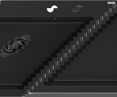 Mexen Elix granite sink single-bowl 600 x 500 mm, black, black siphon - 6525601005-77-B