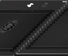 Mexen Elix νεροχύτης γρανίτης 1-θέσεως 600 x 500 mm, μαύρος, σιφόνι μαύρο