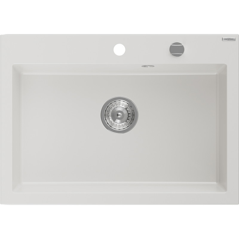 Mexen Elix graniidist valamu 1-kausiline 700 x 500 mm, valge, kroom sifoon - 6526701005-20