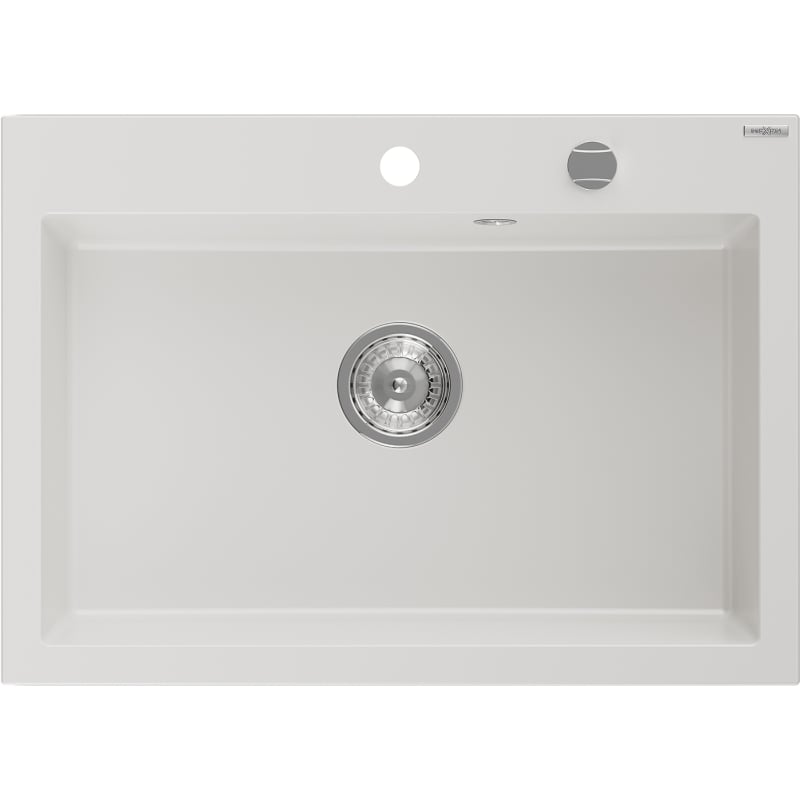 Mexen Elix granitni sudoper s 1 odjeljkom 700 x 500 mm, bijeli, sifon krom - 6526701005-20