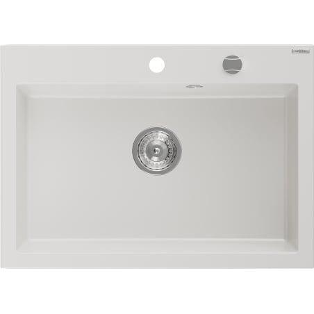 Mexen Elix zlewozmywak granitowy 1-komorowy 700 x 500 mm, biały, syfon chrom - 6526701005-20