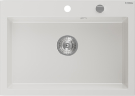 Mexen Elix granieten spoelbak 1-komers 700 x 500 mm, wit, chrom sifon - 6526701005-20