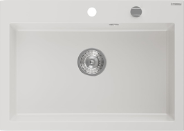 Mexen Elix νεροχύτης γρανίτη 1-διαμερίσματος 700 x 500 mm, λευκός, σιφόνι χρώμιο