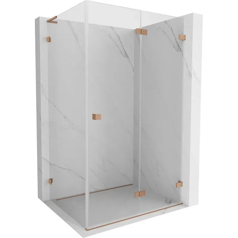 Mexen Lunar-F L cabine de douche pliante droite 80 x 70 cm, transparent, cuivre brossé - 836L-080-070-65-00-P