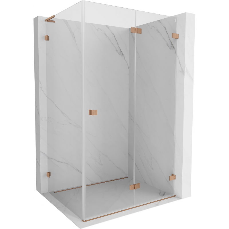 Mexen Lunar-F L Faltdusche rechts 80 x 70 cm, transparent, gebürstetes Kupfer - 836L-080-070-65-00-P
