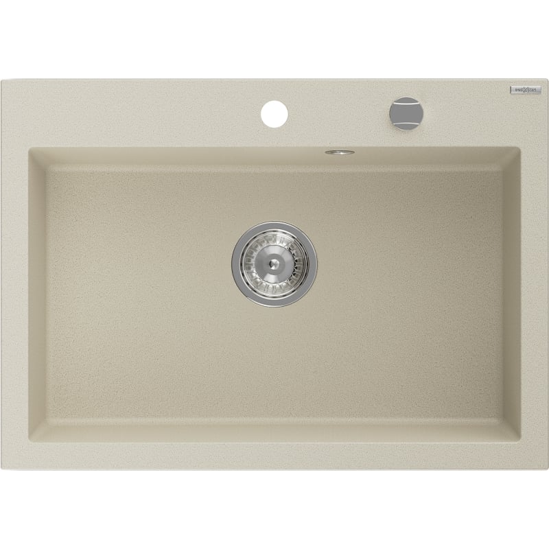 Mexen Elix granite sink single-bowl 700 x 500 mm, beige, chrome siphon - 6526701005-69