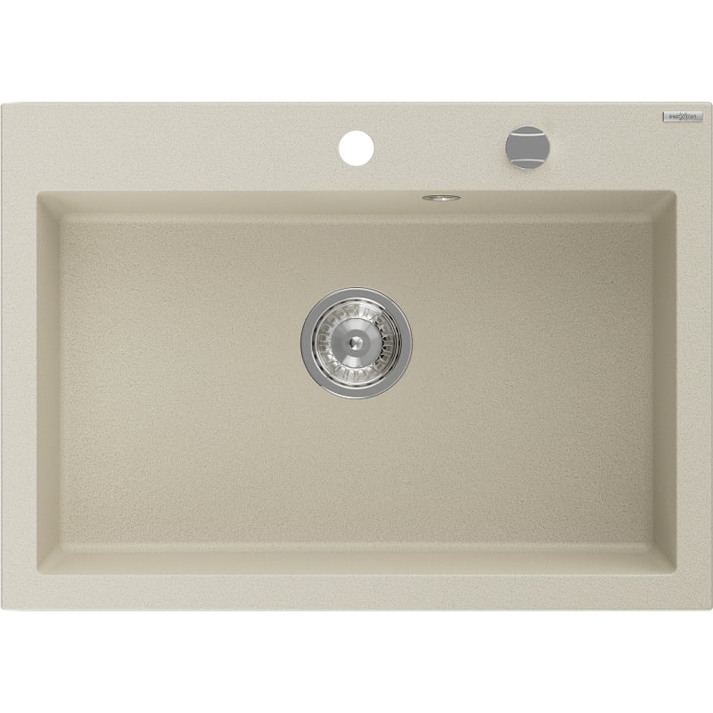 Mexen Elix zlewozmywak granitowy 1-komorowy 700 x 500 mm, beżowy, syfon chrom - 6526701005-69