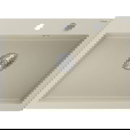 Mexen Elix granieten gootsteen 1-kamerig 700 x 500 mm, beige, chromen sifon - 6526701005-69