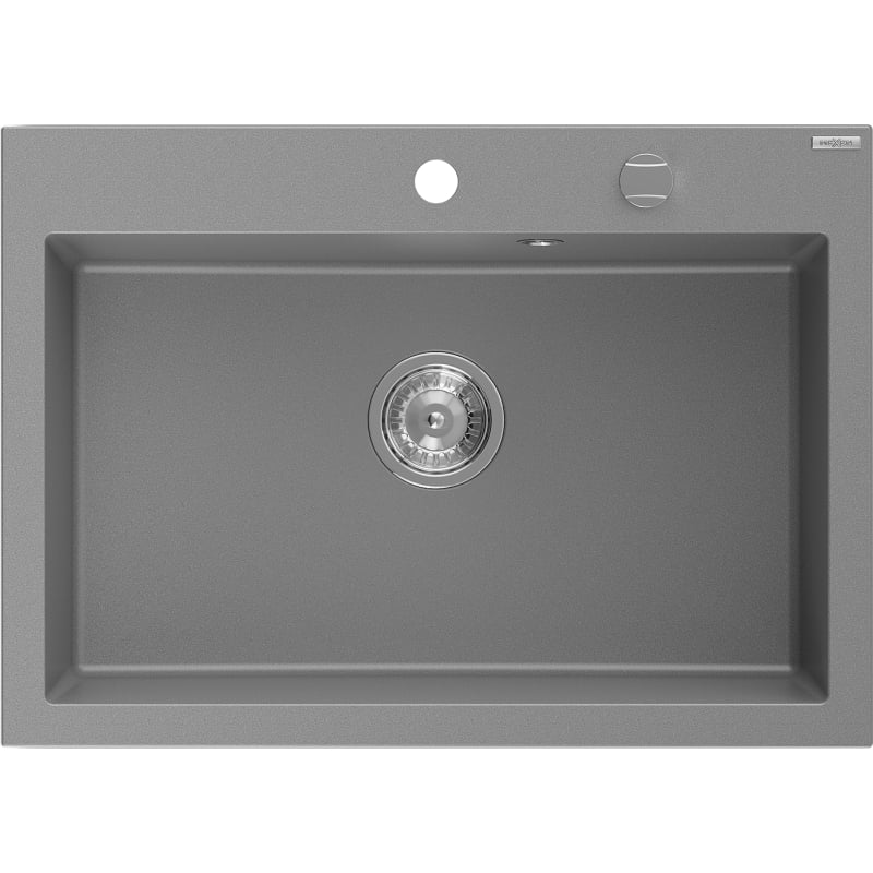 Mexen Elix granitni sudoper s 1 komorom 700 x 500 mm, sivi, kromirani sifon - 6526701005-71