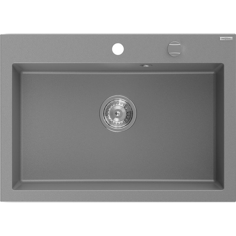 Mexen Elix Granitspüle 1-beckig 700 x 500 mm, grau, Siphon Chrom - 6526701005-71
