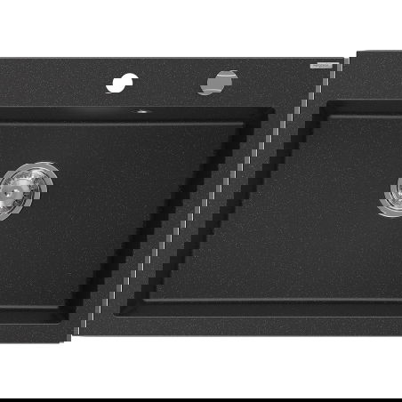 Mexen Elix fregadero de granito 1-cubeta 700 x 500 mm, negro/metálico plateado, sifón cromo - 6526701005-73