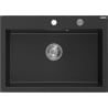 Mexen Elix Granitspüle 1-beckig 700 x 500 mm, schwarz/silber Metallic, Chrom Siphon - 6526701005-73