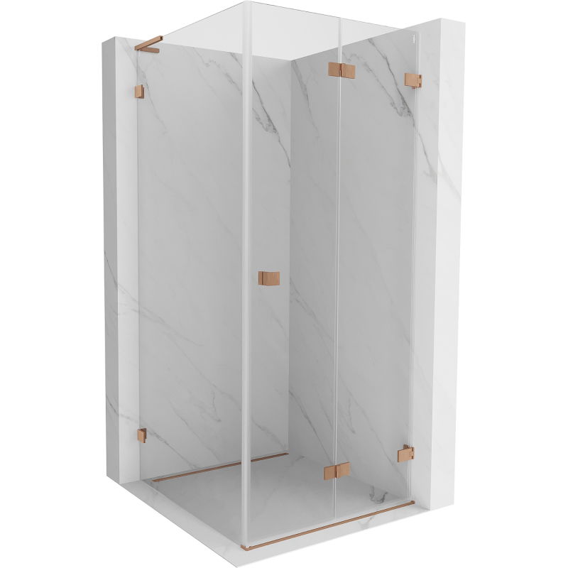 Mexen Lunar-F L klappbare Duschkabine rechts 80 x 80 cm, transparent, gebürstetes Kupfer - 836L-080-080-65-00-P