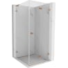 Mexen Lunar-F L cabine de douche pliante droite 80 x 80 cm, transparent, cuivre brossé - 836L-080-080-65-00-P