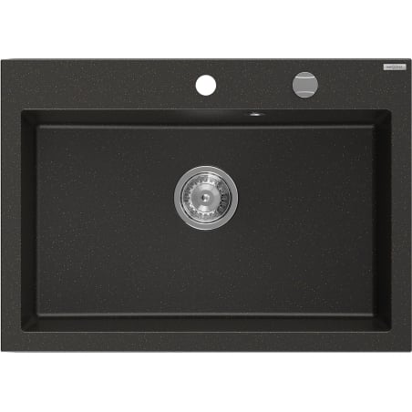 Mexen Elix 1-bowl granite sink 700 x 500 mm, black/gold metallic, chrome siphon - 6526701005-75