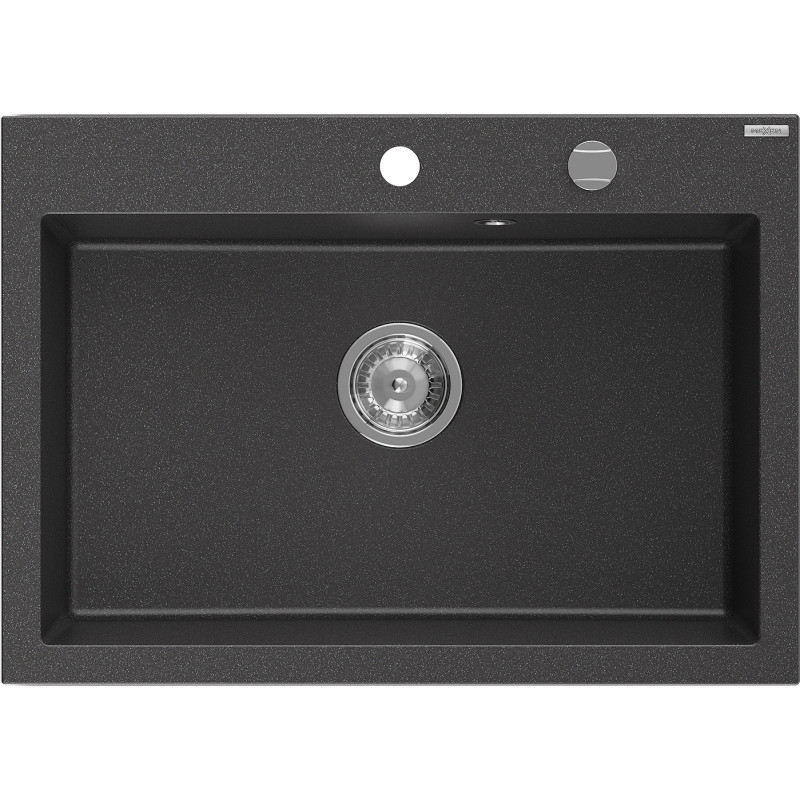 Mexen Elix granitni sudoper s jednom komorom 700 x 500 mm, crni s točkicama, kromirani sifon - 6526701005-76