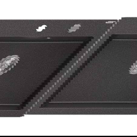 Mexen Elix lavello da cucina in granito 1-vasca 700 x 500 mm, nero maculato, sifone cromato - 6526701005-76