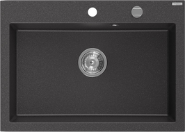 Mexen Elix Granitspüle 1-Becken 700 x 500 mm, schwarz gesprenkelt, Chrom-Siphon - 6526701005-76
