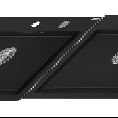 Mexen Elix lavello in granito 1 vasca 700 x 500 mm, nero, sifone cromato - 6526701005-77