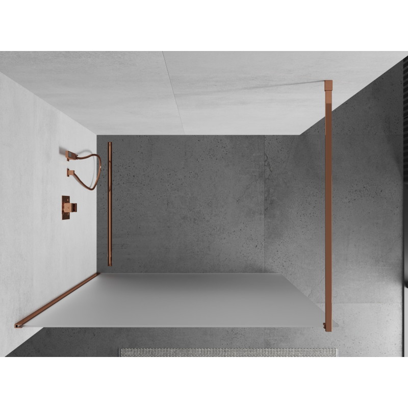 Mexen Kioto Duschwand Walk-in 140 x 200 cm, Mattglas 8 mm, Roségold - 800-140-101-60-30