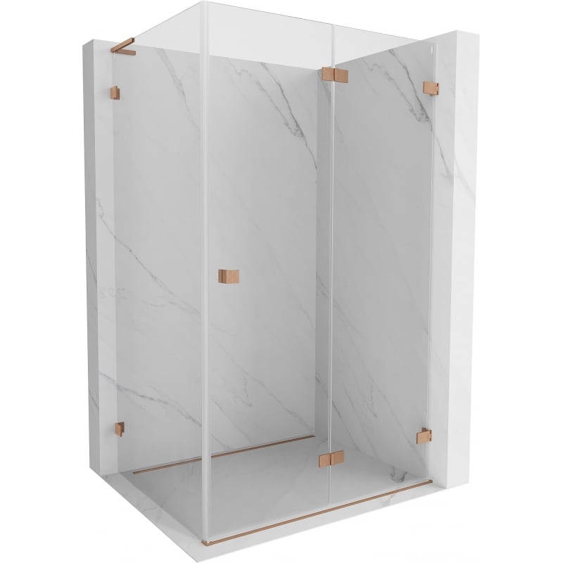 Mexen Lunar-F L folding shower cabin right 95 x 80 cm, transparent, brushed copper - 836L-095-080-65-00-P