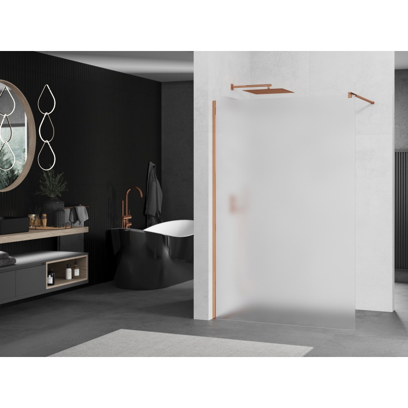 Mexen Kioto Duschwand Walk-in 140 x 200 cm, Mattglas 8 mm, Roségold - 800-140-101-60-30