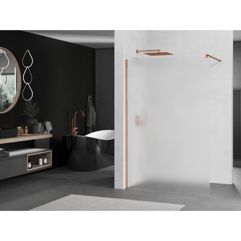 Mexen Kioto ścianka prysznicowa Walk-in 140 x 200 cm, szron 8 mm, różowe złoto - 800-140-101-60-30