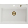 Mexen Elix granitni sudoper s jednom komorom 700 x 500 mm, bijeli, zlatni sifon - 6526701005-20-G