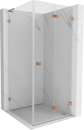 Mexen Lunar-F L cabine de douche pliante droite 90 x 90 cm, transparent, cuivre brossé - 836L-090-090-65-00-P