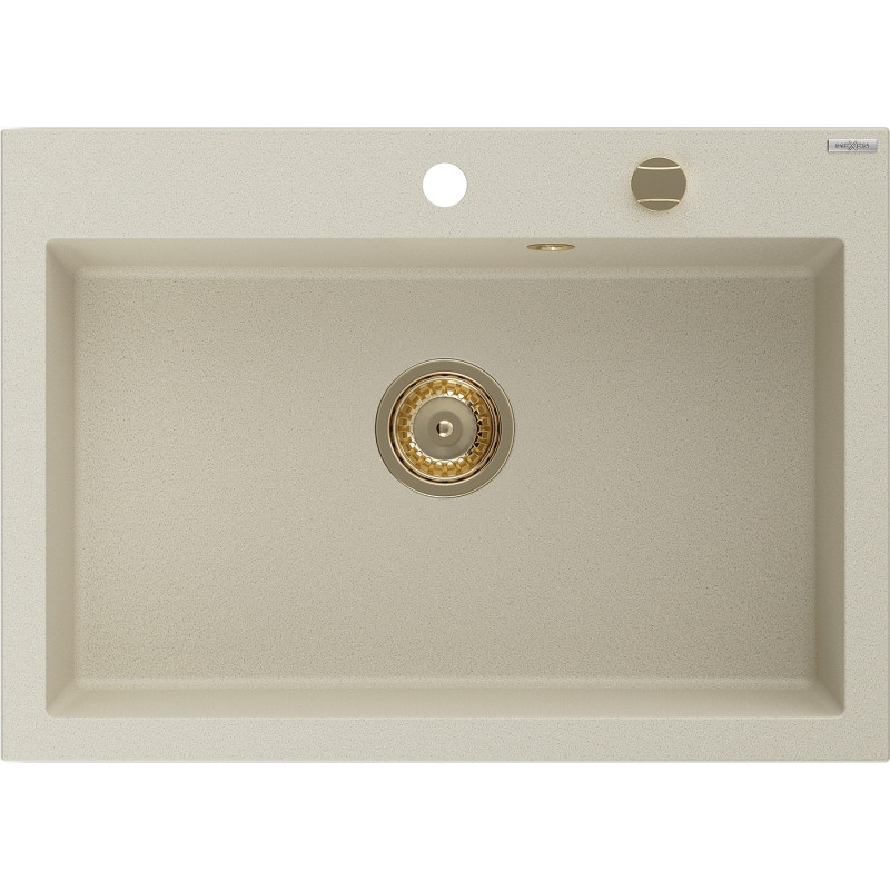 Mexen Elix graniidist köögivalamu 1-kausiga 700 x 500 mm, beež, kuldne sifoon - 6526701005-69-G