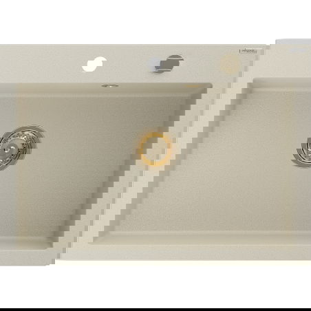 Mexen Elix granieten gootsteen 1-kamer 700 x 500 mm, beige, gouden sifon - 6526701005-69-G