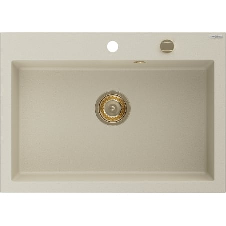 Mexen Elix Granitspüle 1-beckig 700 x 500 mm, beige, goldener Siphon - 6526701005-69-G