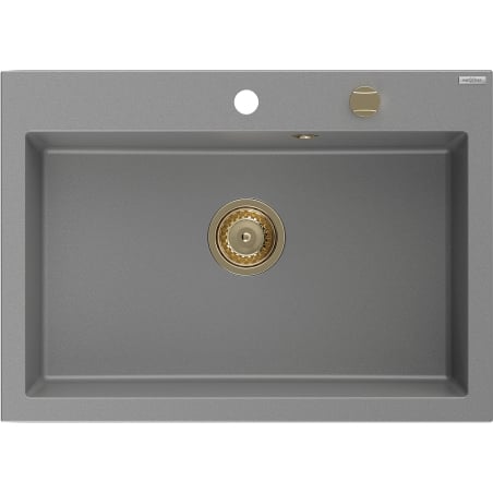 Mexen Elix Granitni sudoper s 1 komorom 700 x 500 mm, sivi, sifon zlatni - 6526701005-71-G